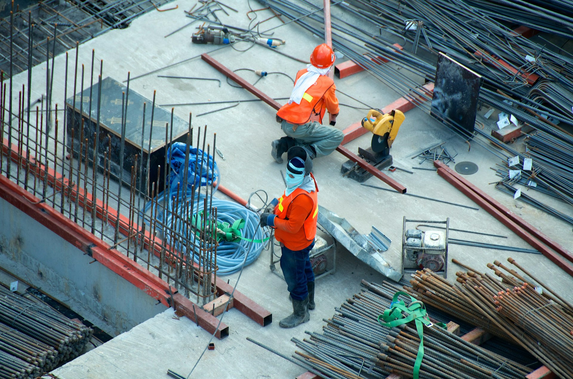 Construction site at sunset