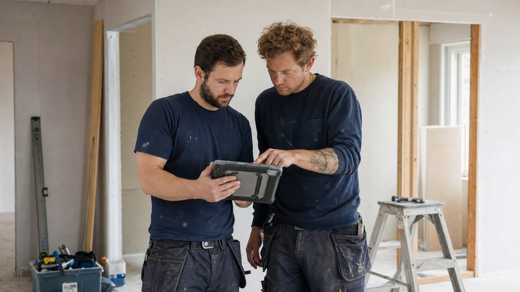 Construction team at work